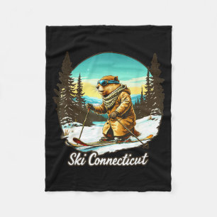 Aardige illustratie van skiënde bever verbindt zic fleece deken