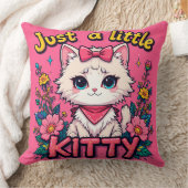 Aardige Illustratie van Witte Kitten Kussen (Deken)