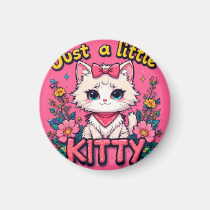 Aardige Illustratie van Witte Kitten Magneet