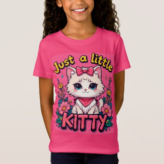 Aardige Illustratie van Witte Kitten T-shirt (Voorkant)