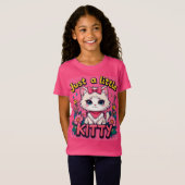 Aardige Illustratie van Witte Kitten T-shirt (Voorkant volledig)