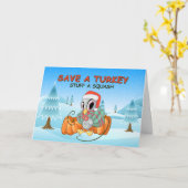 Aardige kalkoen vegan kerst kaart (Gele Bloem)