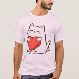 Aardige Kat Houdt van Hart T-shirt