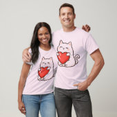 Aardige Kat Houdt van Hart T-shirt (Unisex)