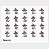 Aardige kat in heksenhoed vierkante sticker (Vel)