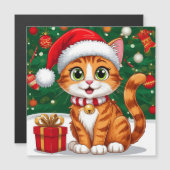 Aardige kat in kerstmuts met cadeau (Voorkant / Achterkant)