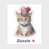 Aardige kat met hoed - Valentijnsticker Sticker (Vel)
