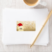 Aardige kat met kerstmuts, glinsterende bokeh etiket (Insitu)