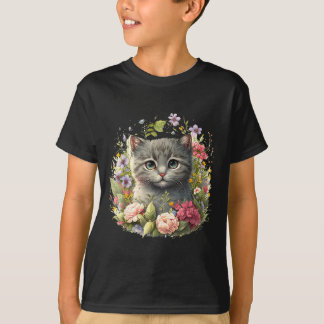 Aardige kat schattige kitten bloemenvpng t-shirt