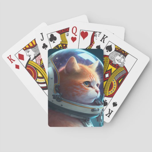Aardige Katachtige Ruimtevaarder Pokerkaarten (Achterkant)