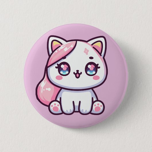 Aardige Kawaii Kitten Ronde Button 5,7 Cm (Voorkant)