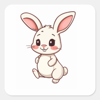 Aardige Kawaii Konijn Konijn Op Maat Gemaakte Stic Vierkante Sticker