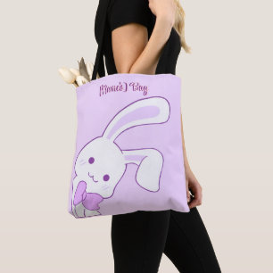 Aardige Kawaii Pastel Paarse Flopoor Konijn Custom Tote Bag