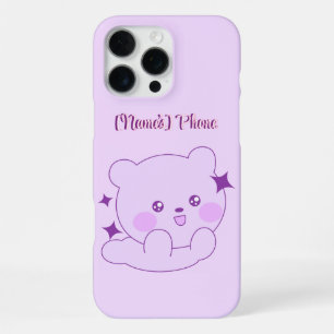 Aardige Kawaii Pastel Paarse Glitter Beerwelp Op M iPhone 16 Pro Max Hoesje