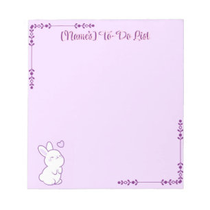 Aardige Kawaii Pastel Paarse Konijn Omhoog Kijkend Notitieblok