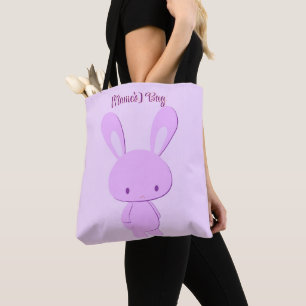 Aardige Kawaii Pastel Paarse Staande Konijn Custom Tote Bag