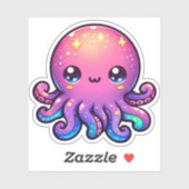 Aardige Kawaii Ruimte Octopus met Kosmische Gloed Sticker (Vel)