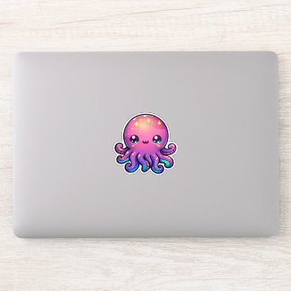 Aardige Kawaii Ruimte Octopus met Kosmische Gloed Sticker