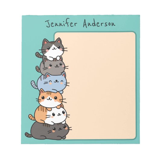 Aardige Kawaii Stapel Kittenkatten Aangepast Notitieblok (Voorkant)