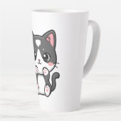 Aardige Kawaii Tabby Poes Illustratie Latte Mok (Rechterhoek)