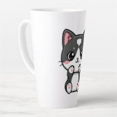 Aardige Kawaii Tabby Poes Illustratie Latte Mok (Linkerhoek)