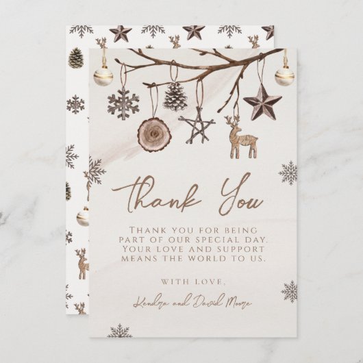 Aardige kerst dank u kaart voor het Baby shower (Voorkant / Achterkant)