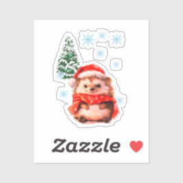 Aardige Kerst-Egel Sticker - Festieve Winter
