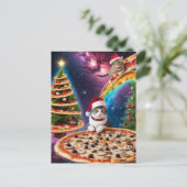 Aardige Kerst Pizza Katten Briefkaart (Staand voorkant)