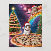 Aardige Kerst Pizza Katten Briefkaart (Voorkant)