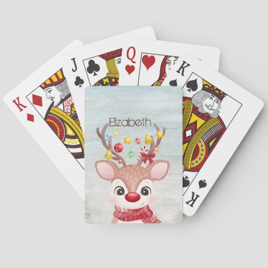 Aardige Kerst Rendieren Pokerkaarten (Achterkant)