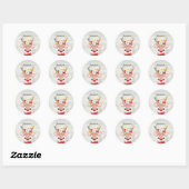 Aardige Kerst Rendieren Ronde Sticker (Vel)