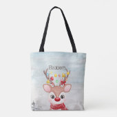 Aardige Kerst Rendieren Tote Bag (Achterkant)