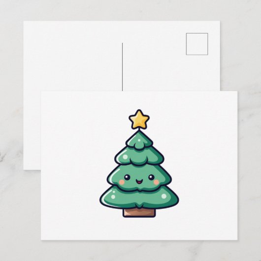 Aardige Kerstboom Karakter Feestdagenkaart (Voorkant / Achterkant)