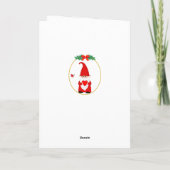 Aardige Kerstkabouter & Vogel op Rood & Wit Feestdagen Kaart (Achterkant)