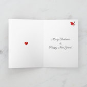Aardige Kerstkabouter & Vogel op Rood & Wit Feestdagen Kaart (Binnen)
