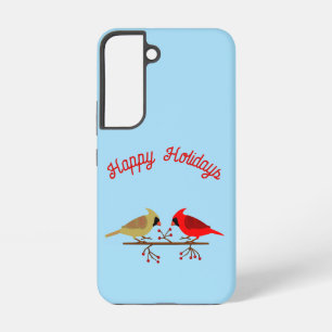 Aardige Kerstkardinalen en Rode Bessen Maatwerk Samsung Galaxy Hoesje