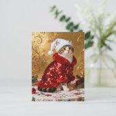 Aardige Kerstkat Ansichtkaart Briefkaart (Staand voorkant)