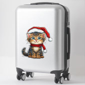 Aardige Kerstkat met een Kerstmanhoed Sticker (Koffer)