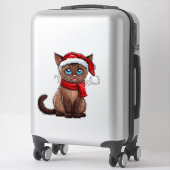 Aardige Kerstkat met een Kerstmannenhoed Sticker (Koffer)