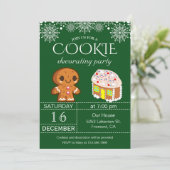 Aardige kerstkoek versierfeest uitnodiging (Staand voorkant)