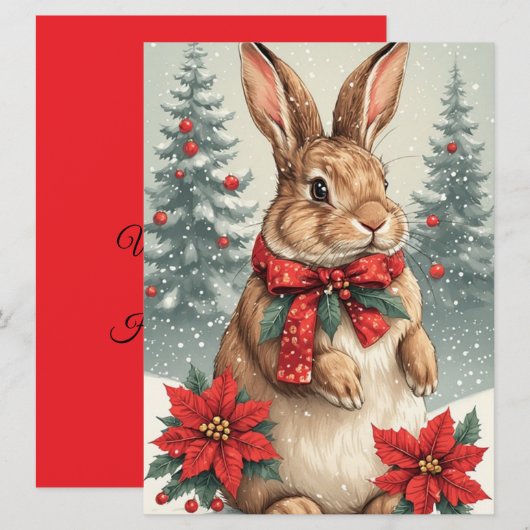 Aardige Kerstkonijn Feestdagenkaart (Voorkant / Achterkant)