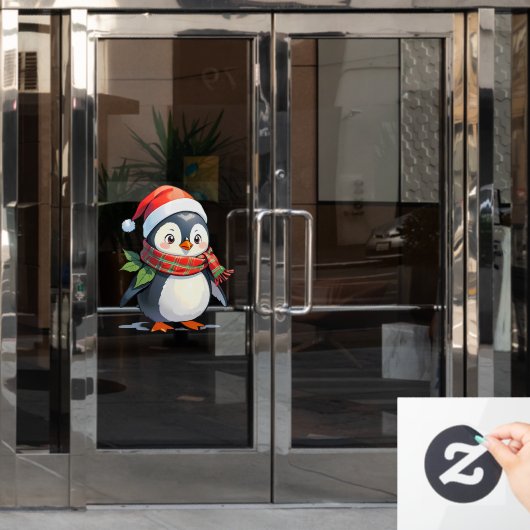 Aardige Kerstman Kerst Penguin Winkel Decoratie Raamsticker (Kantoordeur)