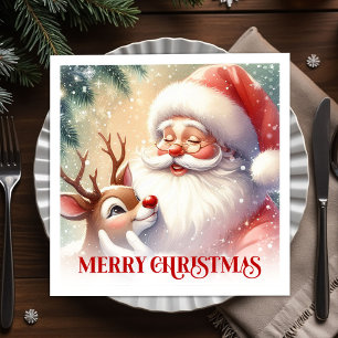 Aardige Kerstman Rudolph Kerstfeest Servetten