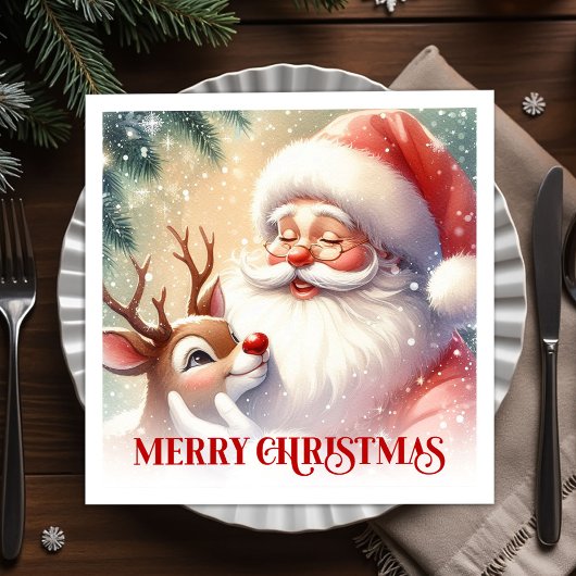 Aardige Kerstman Rudolph Kerstfeest Servetten