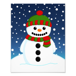 Aardige Kerstman Sneeuwpop Foto Afdruk