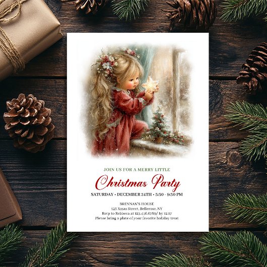 Aardige kerstscène Klein meisje Kerstmis Kaart
