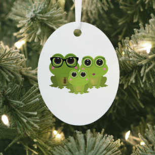 Aardige Kikkersfamilie Metalen Ornament