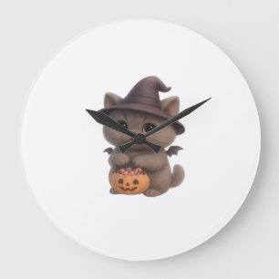 Aardige Kitten in Halloween Heksenkostuum met Pu Grote Klok