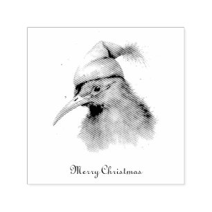 Aardige Kiwi-vogel in Kerstman Elfenhoed, op maat Zelfinktende Stempel
