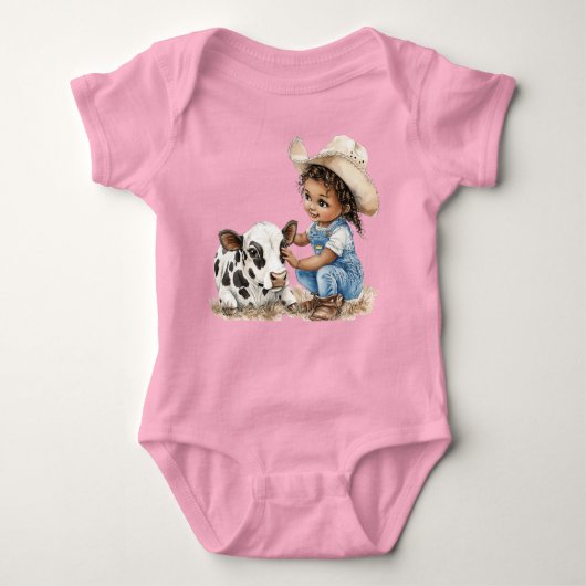 Aardige Kleine Cowgirl  (Pas het aan) Romper (Voorkant)